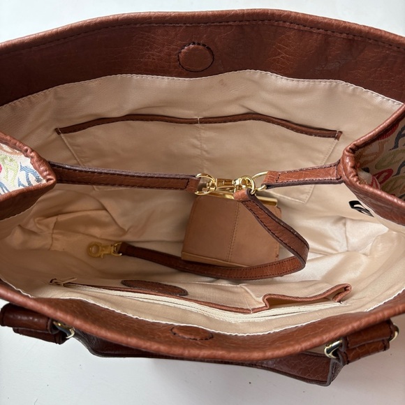 90s Vintage Leather Tapestry Tote Bag - Picture 6 of 12